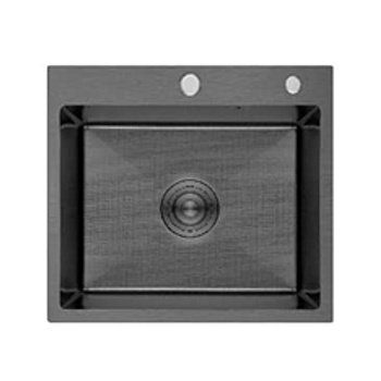 Мойка для кухни врезная OUTE T75045H-1 чёрная из нержавеющей стали, 50*45 см с сифоном