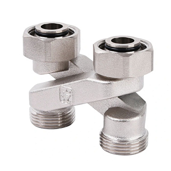 Узел нижнего подключения радиатора перекрестие Х-образное 3/4"x3/4" ВР/НР TIM RBX501.03 (мин.5/50)