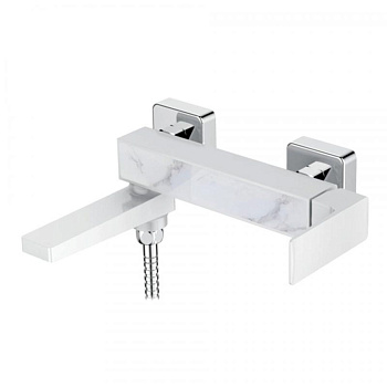 Смеситель для ванны LEDEME L3173W, белый, с коротким изливом