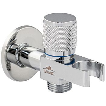 Кран угловой Санакс 1399 1/2"х1/2" для подключения сантехнических приборов, со встроенным кронштейном