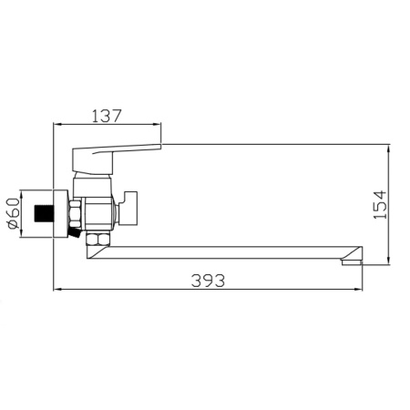 Смеситель для ванны Potato Р2230-6 черный
