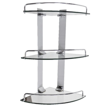 Полка для ванной BRIMIX 10103 угловая настенная стеклянная 3 яруса Полка для ванной BRIMIX 10103 угловая настенная стеклянная 3 яруса