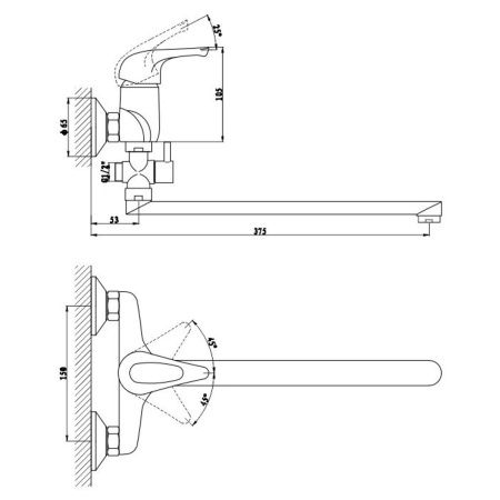 Смеситель для ванны Gross Aqua Base 7237258-35L(F)