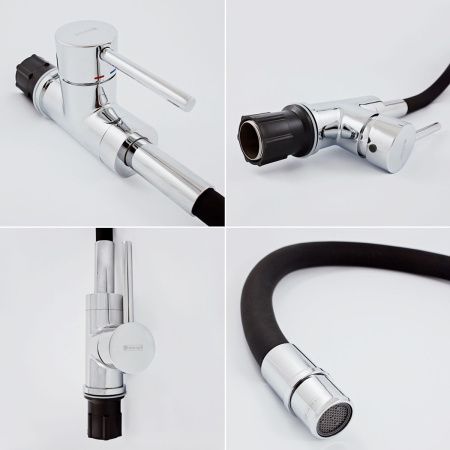 Смеситель для кухни Gross Aqua ColorFlex 3241508B с гибким изливом чёрный