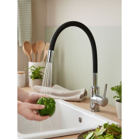 Смеситель для кухни Gross Aqua ColorFlex 3241508B с гибким изливом чёрный