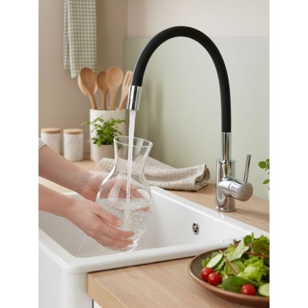 Смеситель для кухни Gross Aqua ColorFlex 3241508B с гибким изливом чёрный