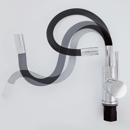 Смеситель для кухни Gross Aqua ColorFlex 3241508B с гибким изливом чёрный