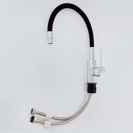 Смеситель для кухни Gross Aqua ColorFlex 3241508B с гибким изливом чёрный