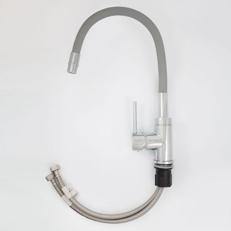 Смеситель для кухни Gross Aqua ColorFlex 3241508G с гибким изливом серый