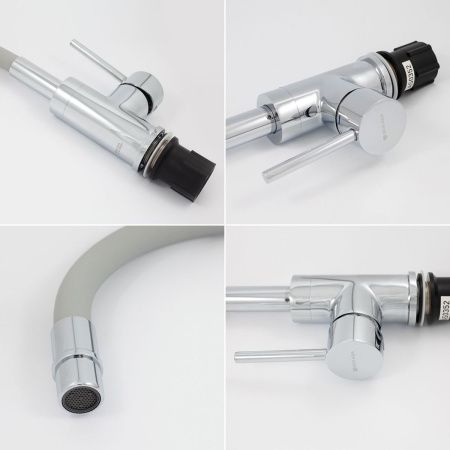 Смеситель для кухни Gross Aqua ColorFlex 3241508G с гибким изливом серый