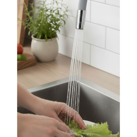 Смеситель для кухни Gross Aqua ColorFlex 3241508G с гибким изливом серый