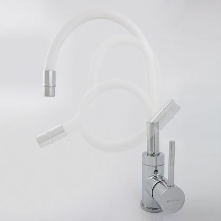 Смеситель для кухни Gross Aqua ColorFlex 3241508W с гибким изливом белый