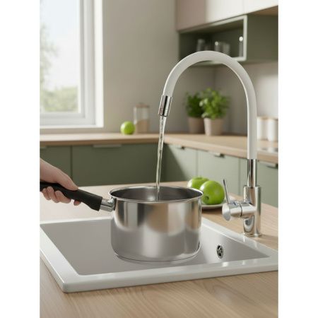 Смеситель для кухни Gross Aqua ColorFlex 3241508W с гибким изливом белый