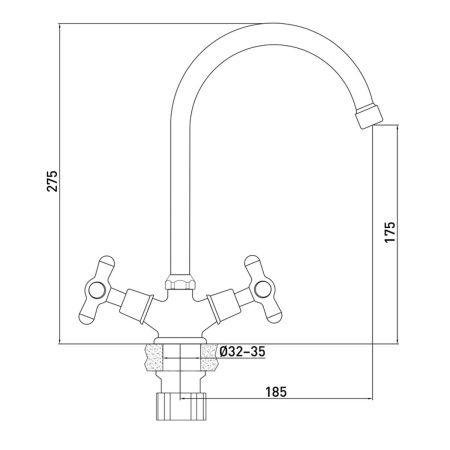 Смеситель для кухни Gross Aqua Retro 6015083С-B01
