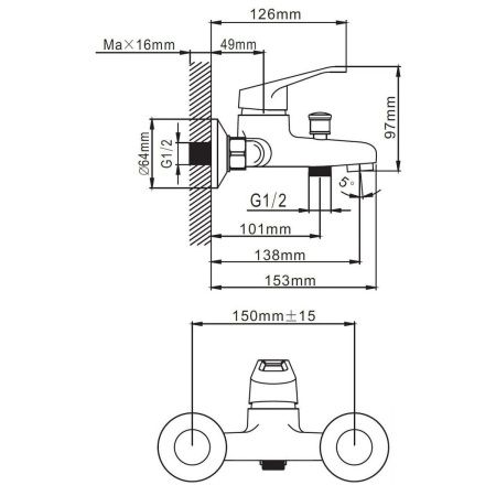 Смеситель для ванны Эверест B30-028