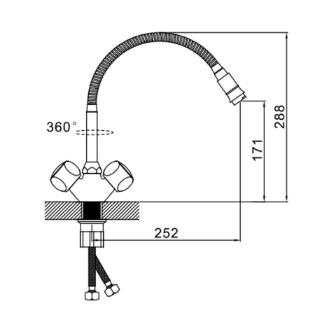 Смеситель для кухни Эверест B58-336 с гибким изливом