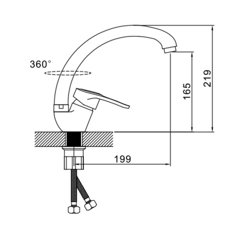 Смеситель для кухни Эверест B59-0256 чёрный