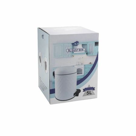 Ведро для мусора Санакс 1505 Белое из нержавеющей стали с педалью 5л Ведро для мусора Санакс 1505 Белое из нержавеющей стали с педалью 5л