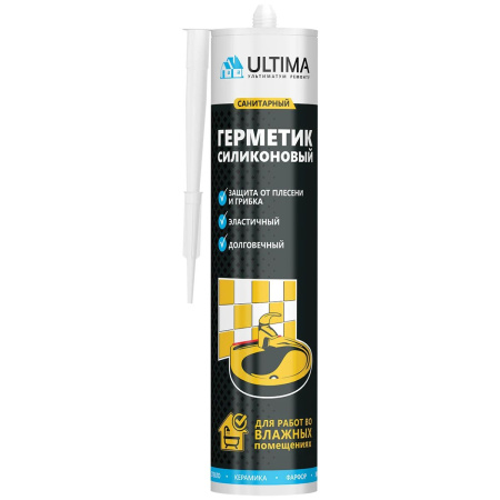 Герметик силиконовый санитарный бесцветный,280ml	Ultima S	H0803