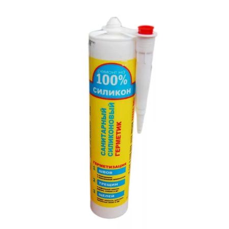 Герметик силиконовый санитарный, белый, 260 ml Ремонт на 100% S (1 кор - 24 шт)  RSWDE26061/H1620