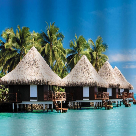 Штора для ванной BRIMIX 02-14 фотопечать Райский остров 180х180