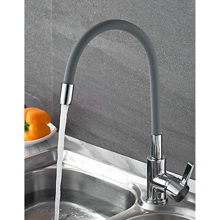 Смеситель для кухни Ledeme Rainbow L4898-9 с гибким изливом серый