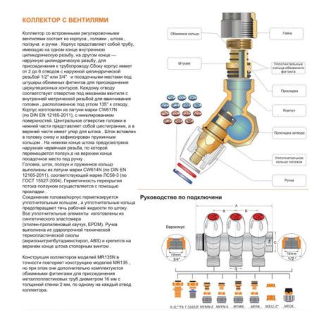 Коллектор регулирующий под углом 45° 3/4