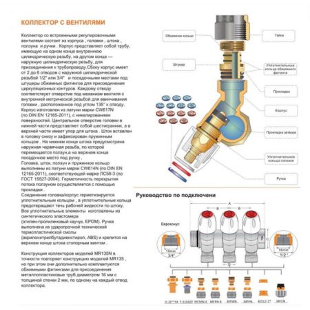 Коллектор регулирующий под углом 45° 3/4