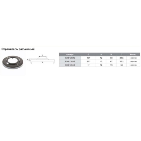 Отражатель разъемный TIM K03-1203S 3/4