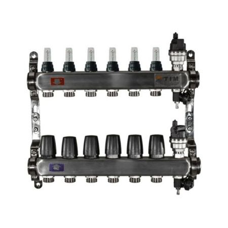 Коллекторная группа с расходомерами 1" Tim KCS5006 Квадрат на 6 ходов