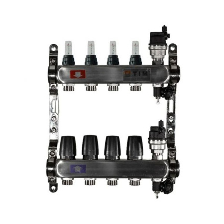 Коллекторная группа с расходомерами 1" Tim KCS5004 Квадрат на 4 хода