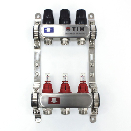 Коллекторная группа с расходомерами 1" Tim KDS5003 Квадрат на 3 хода