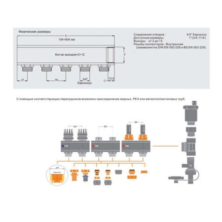Коллекторная группа с шаровыми кранами 1