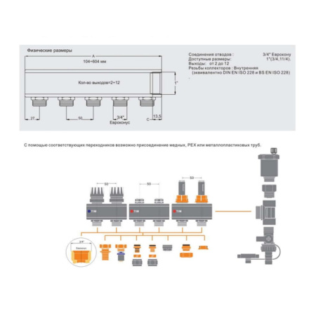 Коллекторная группа с шаровыми кранами 1