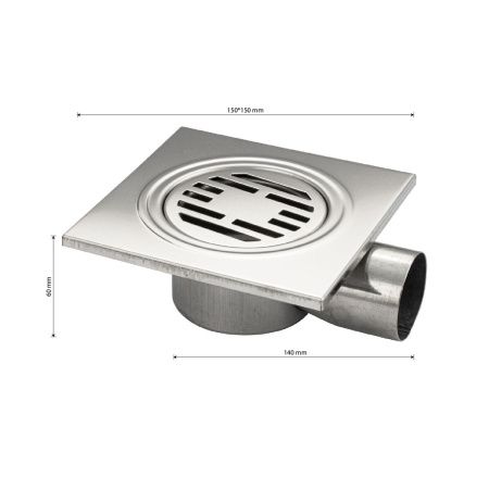 Трап Санакс из нержавеющей стали 150х150   горизонтальный 00023