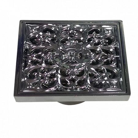 Трап Санакс хромированный с декором 100х100 вертикальный с сухим затвором воды 00030