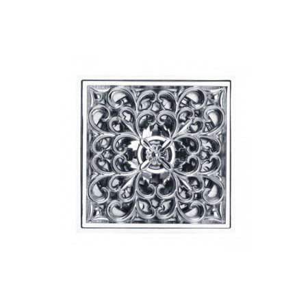 Трап Санакс хромированный с декором 100х100 вертикальный с сухим затвором воды 00030