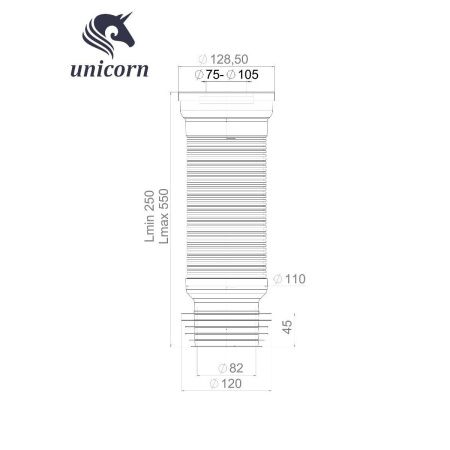 Удлинитель гибкий для унитаза Unicorn T550 армированный