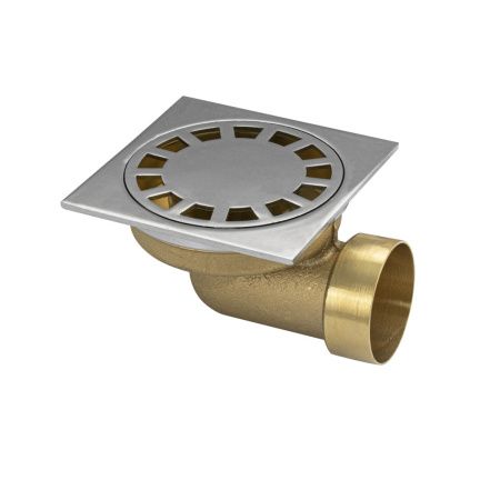 Трап Санакс латунный 100х100 выход 50мм горизонтальный нижняя часть-бронза 00033