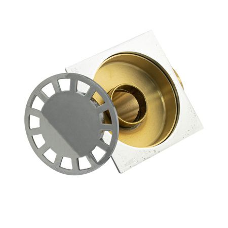 Трап Санакс латунный 100х100 выход 50мм горизонтальный нижняя часть-бронза 00033