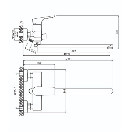 Смеситель для ванны Olive's Porto 11221PR