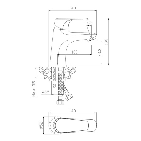 Смеситель для умывальника Olive's Evora 33100EV