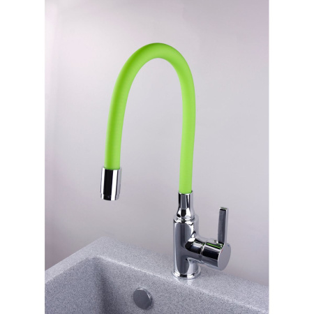 Смеситель для кухни Ledeme Rainbow L4898-5 с гибким изливом зеленый