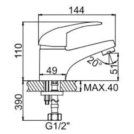 Смеситель для умывальника Ledeme H02-B L1002-B