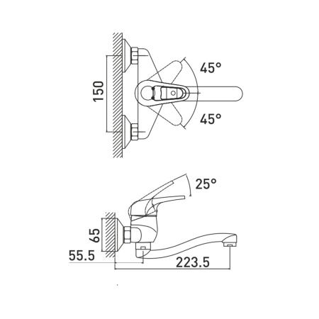 Смеситель для кухни Gross Aqua Optima 4548511-20S настенный