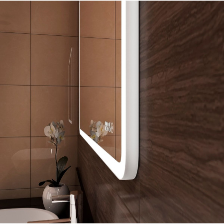 Зеркало для ванной Demure ЗЛП567 800x600 LED подсветка сенсорный выключатель и часами