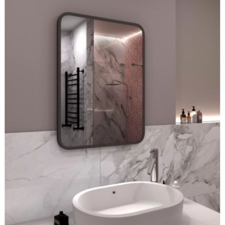 Зеркало для ванной Сидней 600х800 Черный в багете из МДФ