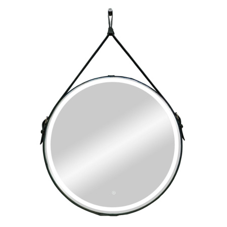 Зеркало для ванной Millenium ЗЛП985 D 500 LED подсветка на ремне из натуральной кожи черного цвета