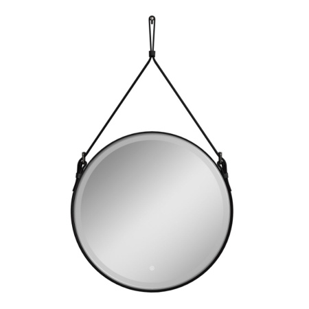 Зеркало для ванной Millenium ЗЛП985 D 500 LED подсветка на ремне из натуральной кожи черного цвета