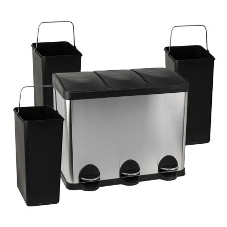 Ведро для мусора Санакс 10245 из нержавеющей стали на 3 Бака 45 л